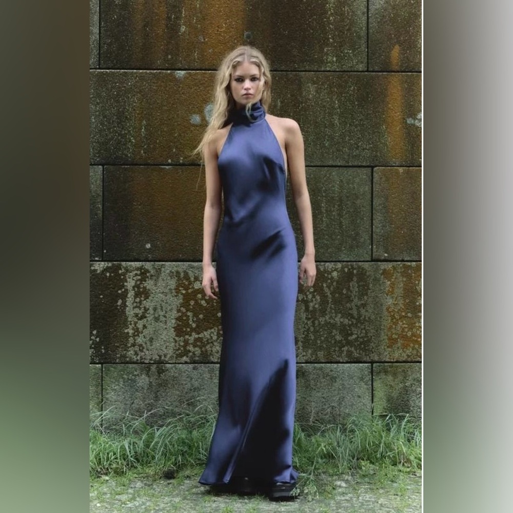 Zara Satin Halter Long Dress